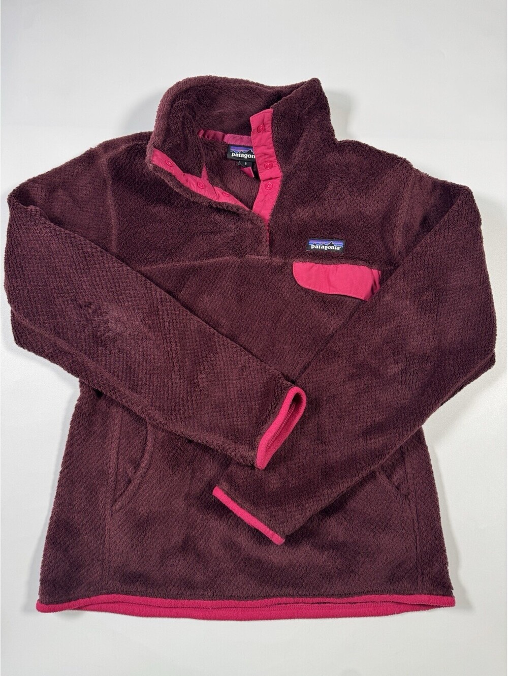 Patagonia Re-Tool Snap-T Pullover Women S Burgundy Pink Polartec Fleece